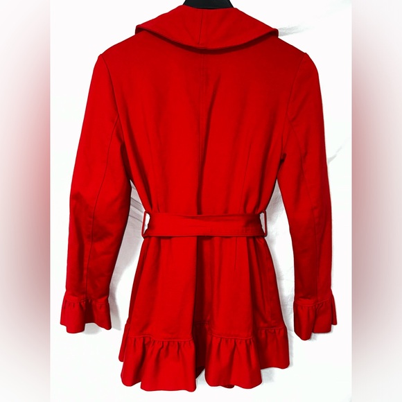 LIKE NEW - INC Red Ruffle Coat - M - Picture 2 of 6